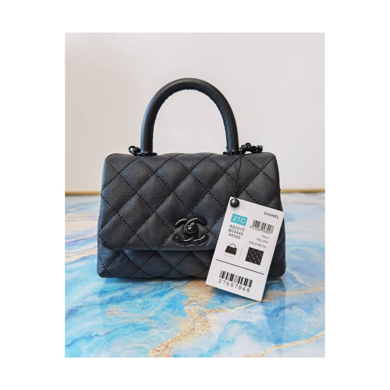 Chanel Mini Coco Handle Ultra Matte Bag in Grained Calfskin AS2215