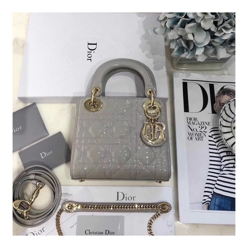 Christian Dior Patent Calfskin Mini Lady Dior Bag M0505