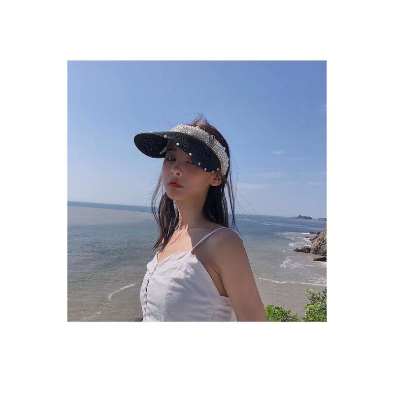 Gucci Straw Effect Brim Visor With Pearl 628545