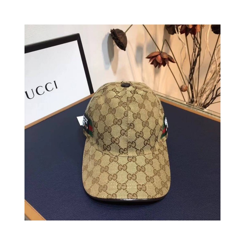 Gucci Original GG Canvas Baseball Hat With Web 200034
