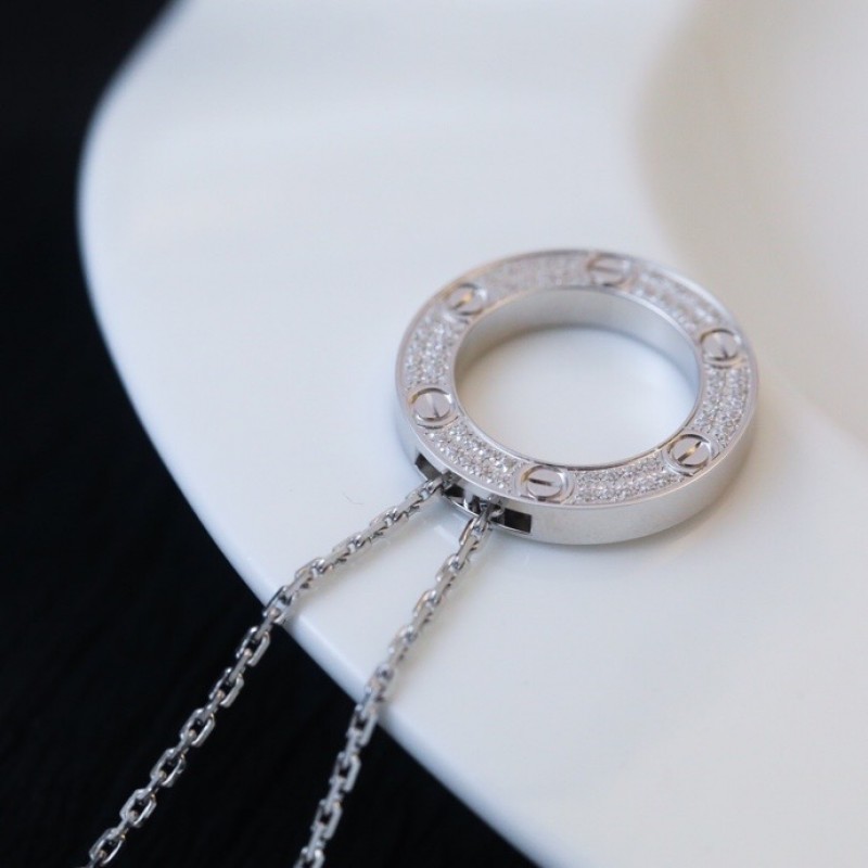 Cartier Love Necklace Diamond-paved B7058000 White gold