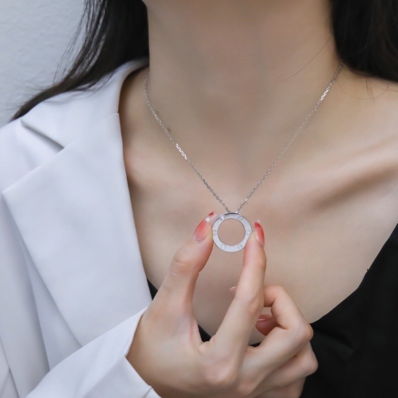 Cartier Love Necklace 3 Diamonds B7014600 White gold