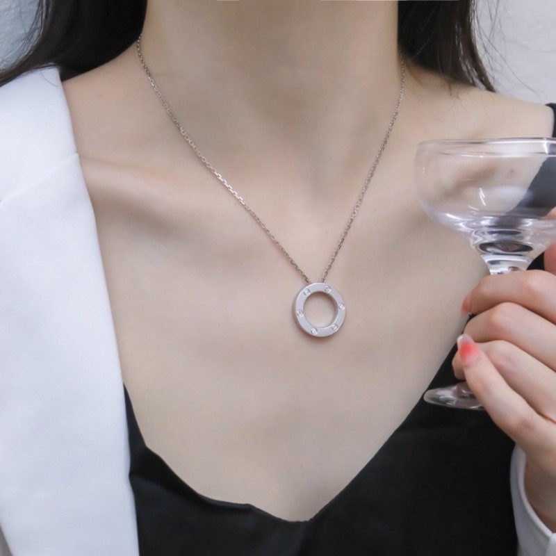 Cartier Love Necklace 3 Diamonds B7014600 White gold