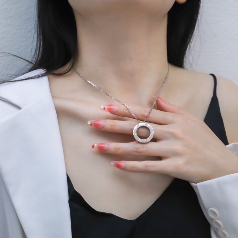 Cartier Love Necklace 3 Diamonds B7014600 White gold