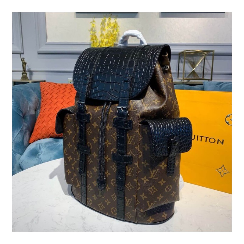 Louis Vuitton Monogram and Crocodile Mat Christopher PM Backpack M43735