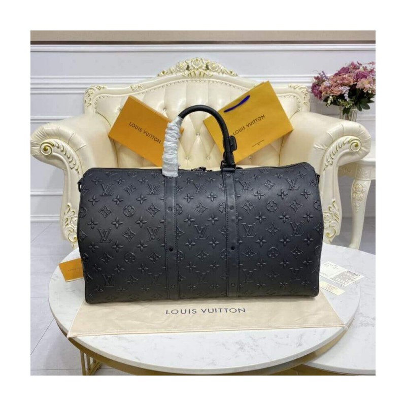 Louis Vuitton Monogram Seal Cowhide Leather Keepall Bandouliere 50 M57963