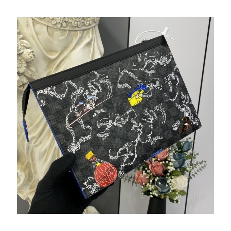 Louis Vuitton Damier Graphite Map Pochette Voyage MM N40205