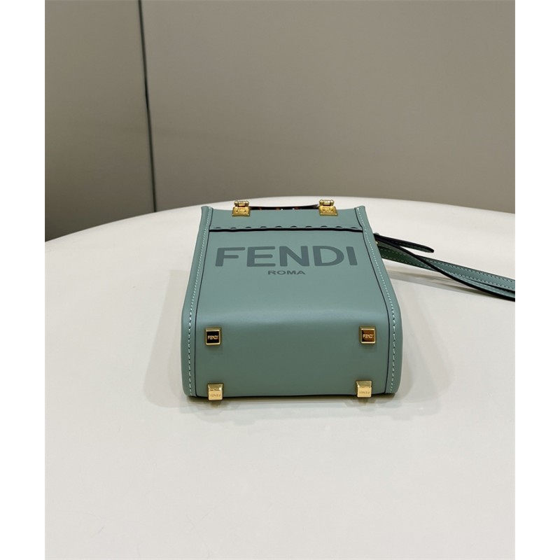 Fendi Mini Sunshine Shopper bag in mint green leather
