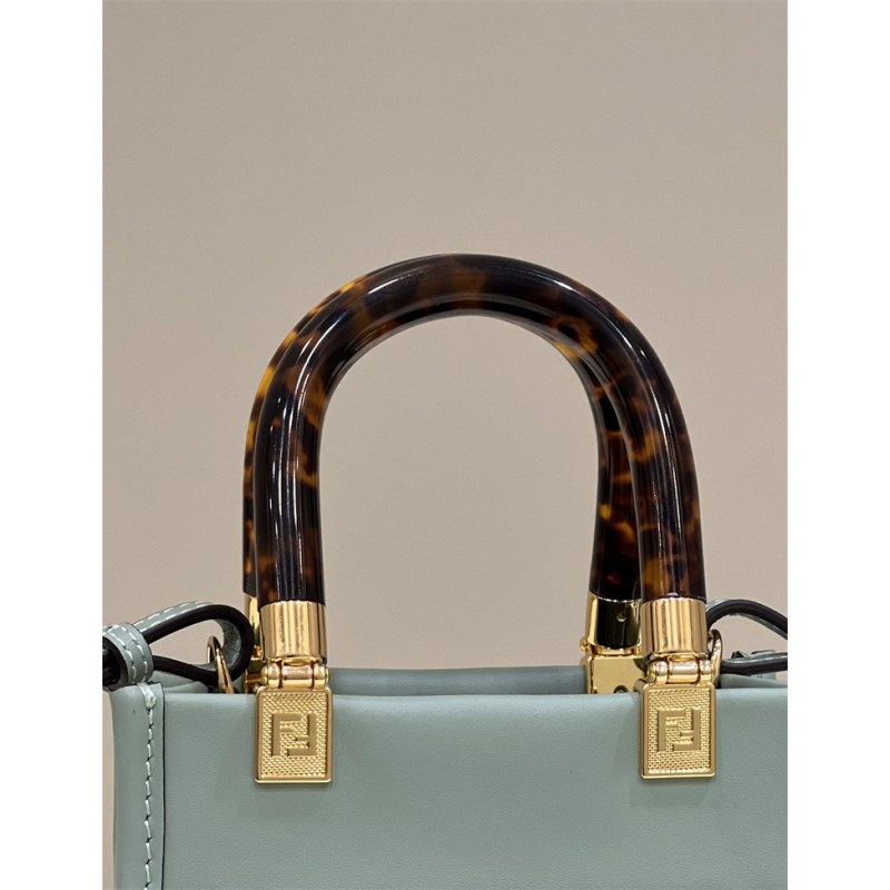 Fendi Mini Sunshine Shopper bag in mint green leather