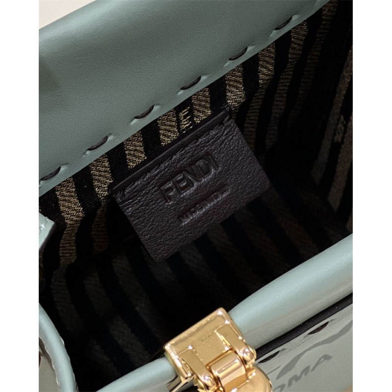 Fendi Mini Sunshine Shopper bag in mint green leather