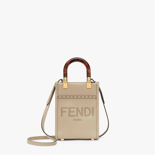 Fendi Mini Sunshine Shopper in dove-gray leather