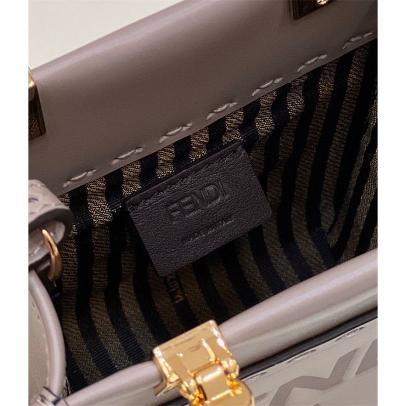 Fendi Mini Sunshine Shopper in dove-gray leather