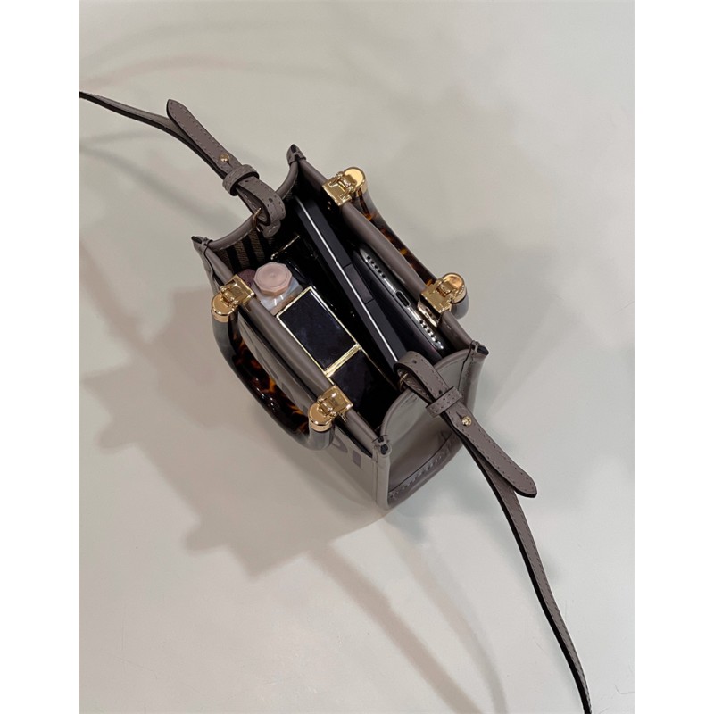 Fendi Mini Sunshine Shopper in dove-gray leather