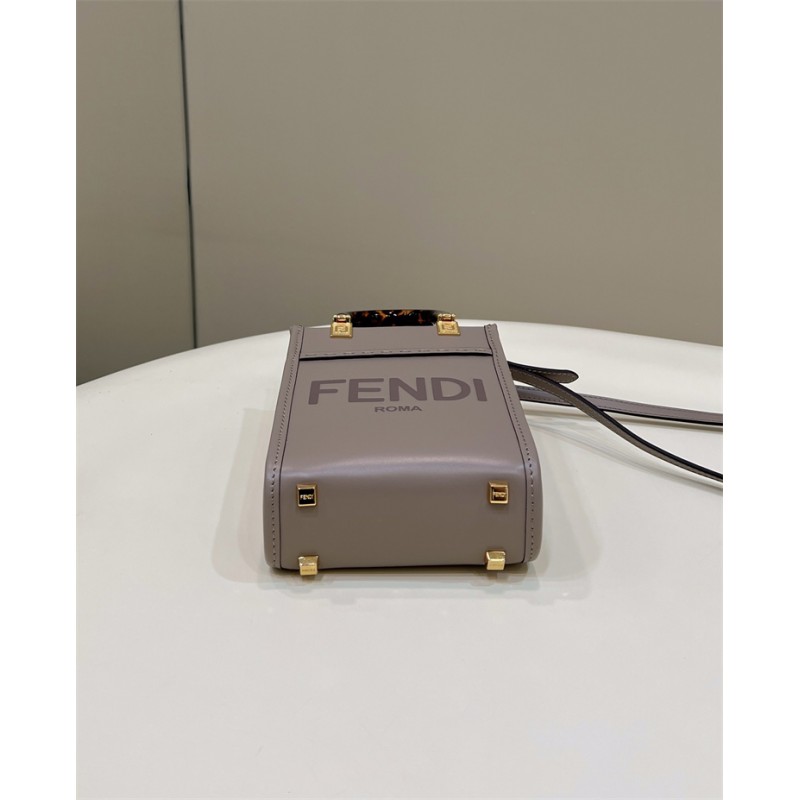 Fendi Mini Sunshine Shopper in dove-gray leather