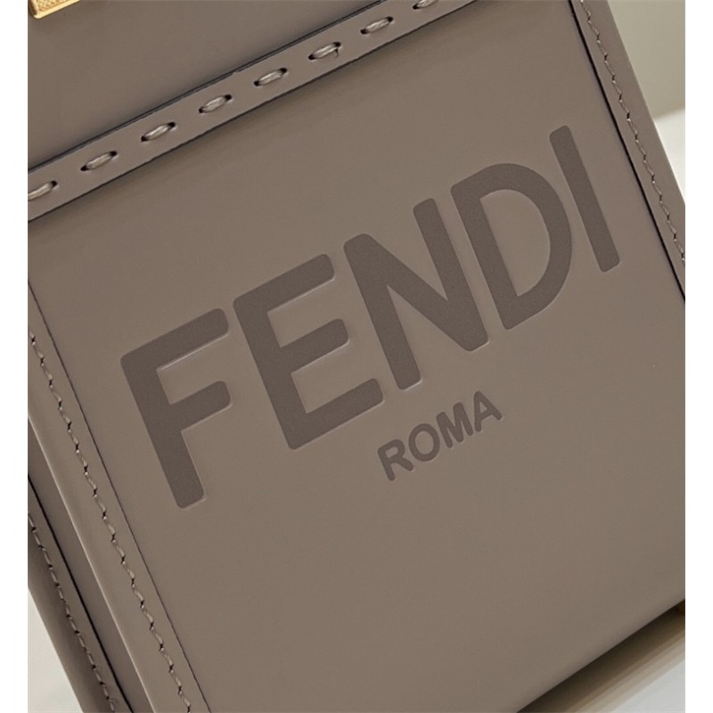 Fendi Mini Sunshine Shopper in dove-gray leather