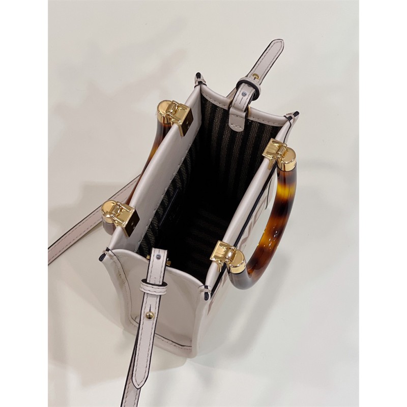 Fendi Mini Sunshine Shopper in white leather