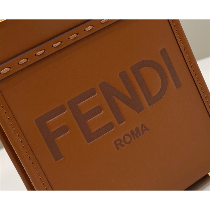 Fendi Mini Sunshine Shopper in brown leather