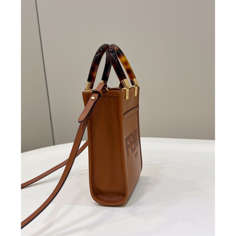 Fendi Mini Sunshine Shopper in brown leather