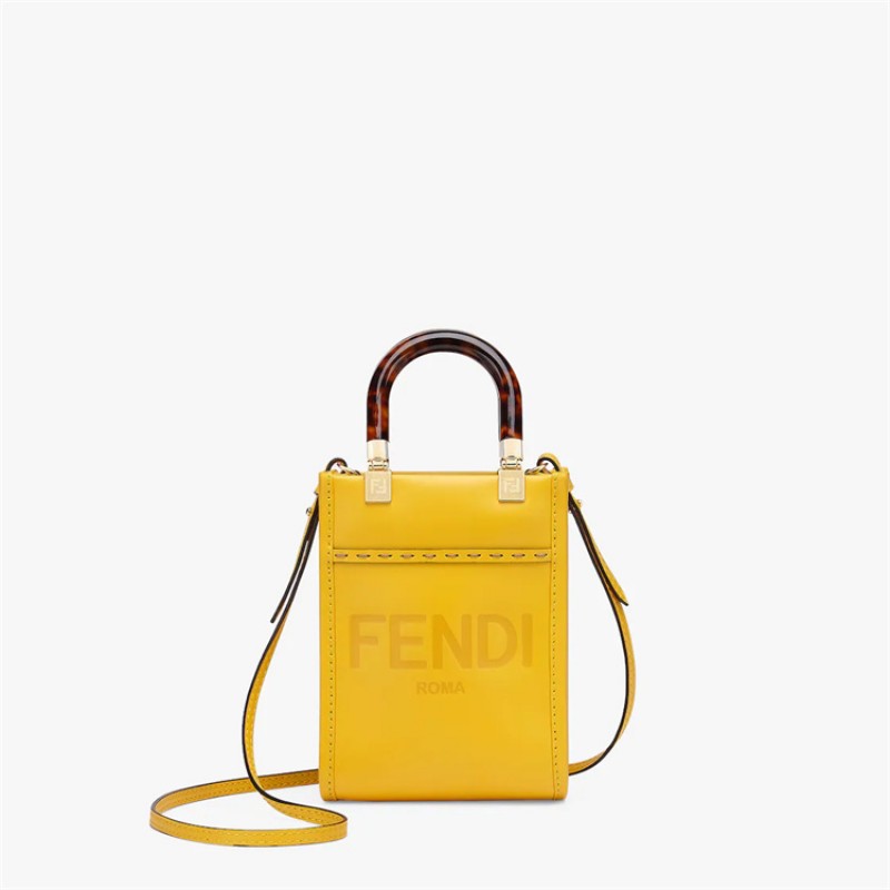 Fendi Mini Sunshine Shopper bag in yellow leather