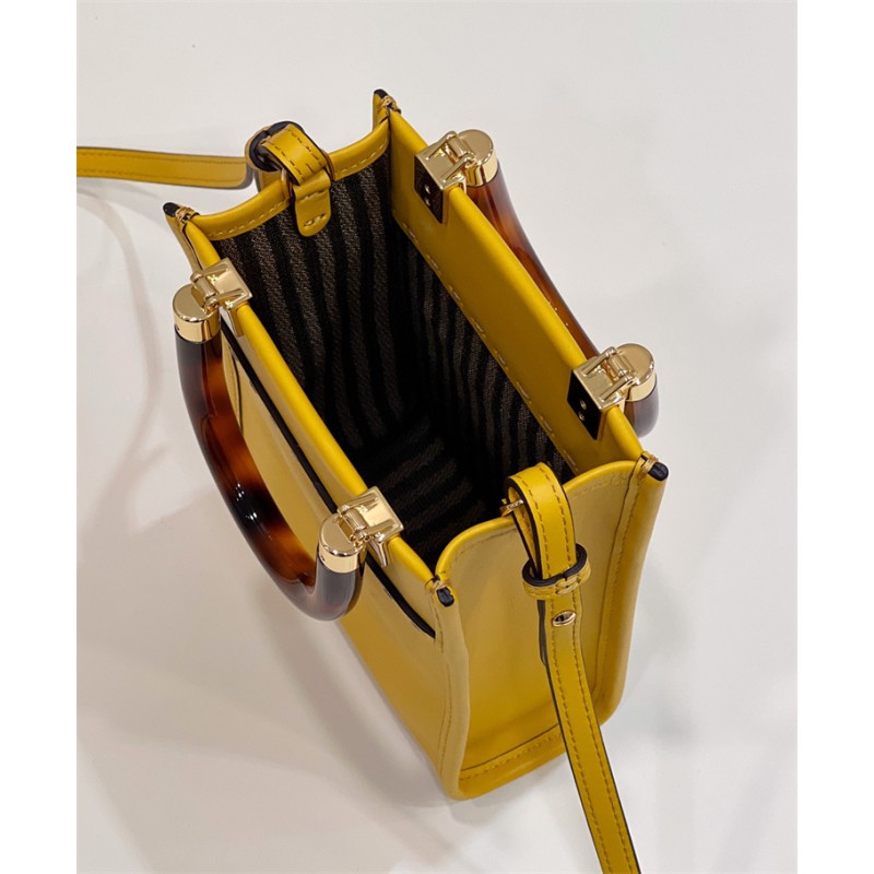 Fendi Mini Sunshine Shopper bag in yellow leather