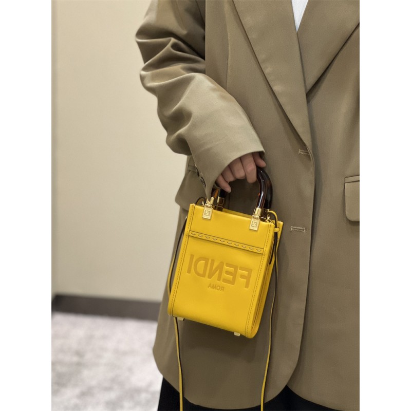Fendi Mini Sunshine Shopper bag in yellow leather