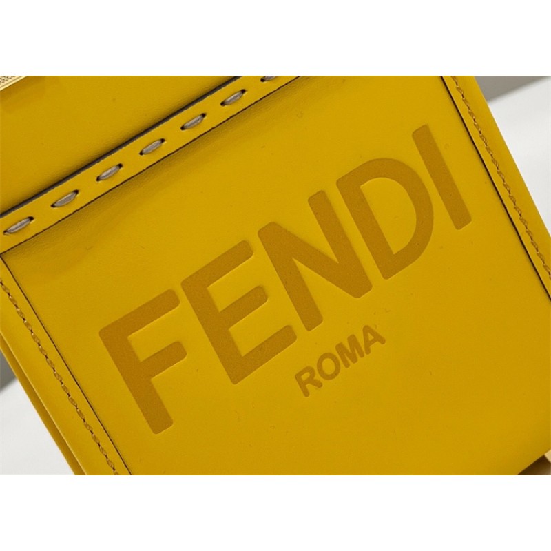Fendi Mini Sunshine Shopper bag in yellow leather