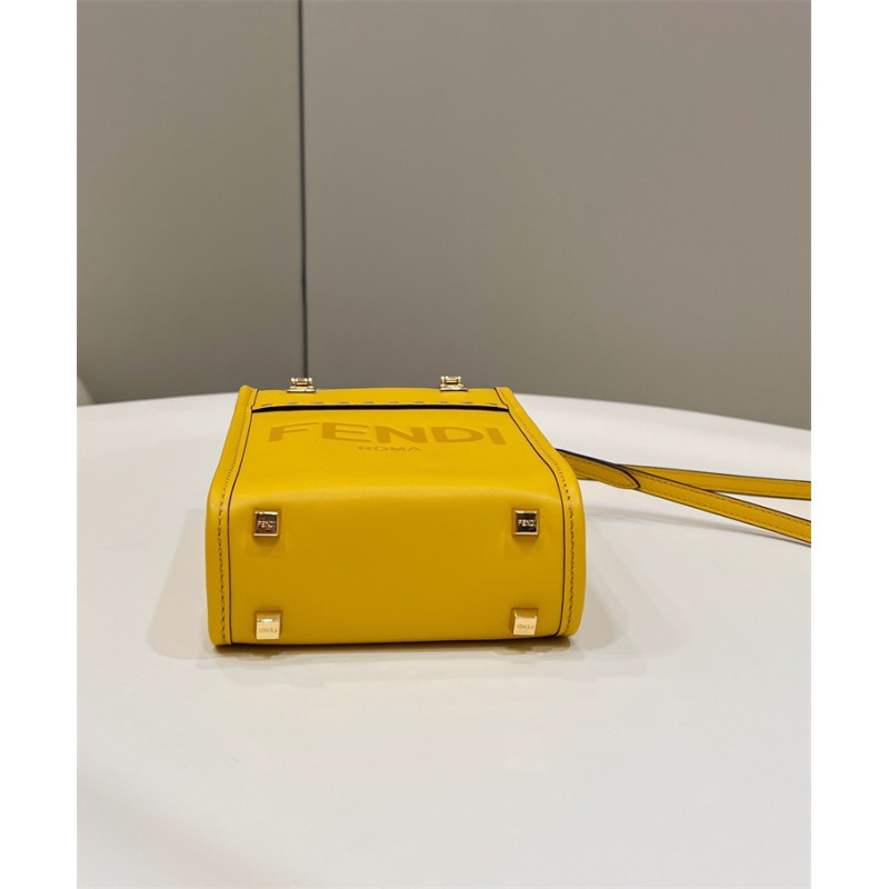 Fendi Mini Sunshine Shopper bag in yellow leather