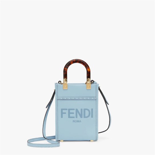 Fendi Mini Sunshine Shopper bag in light blue leather