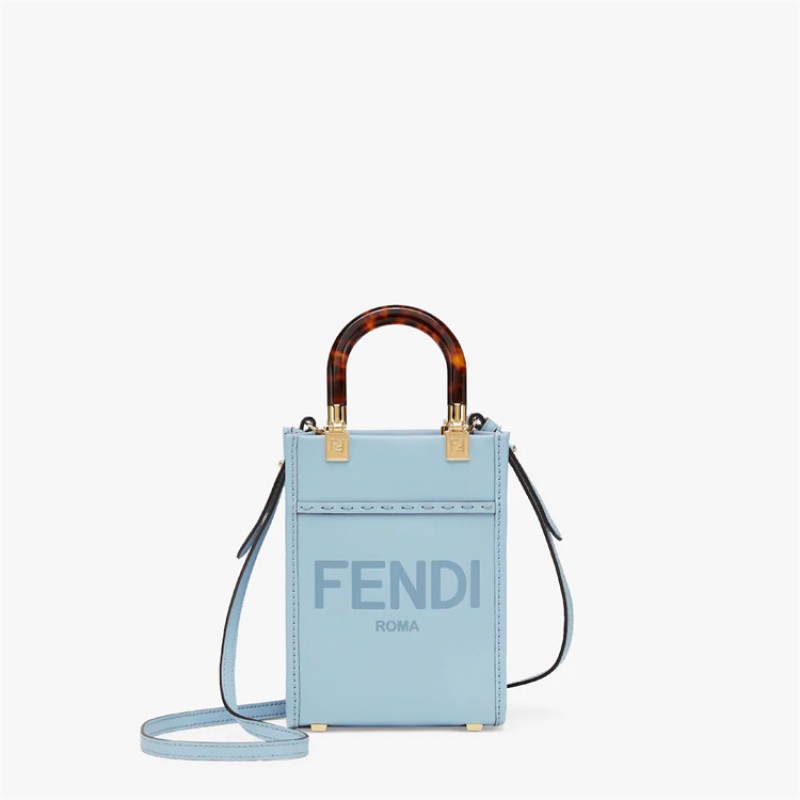 Fendi Mini Sunshine Shopper bag in light blue leather