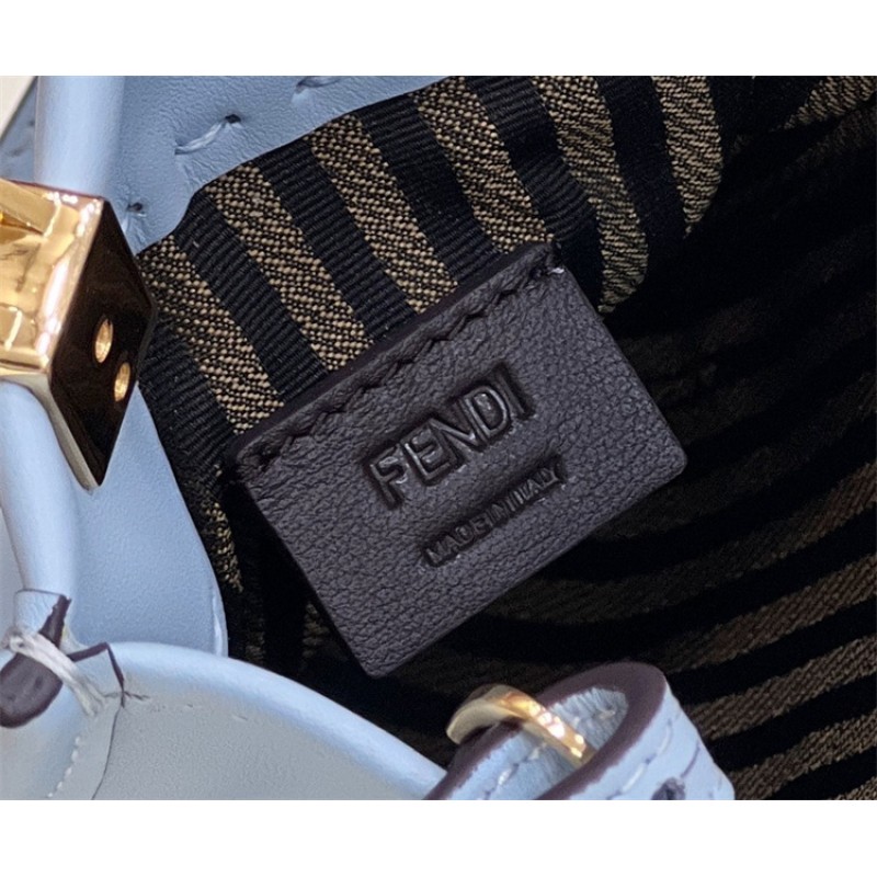 Fendi Mini Sunshine Shopper bag in light blue leather