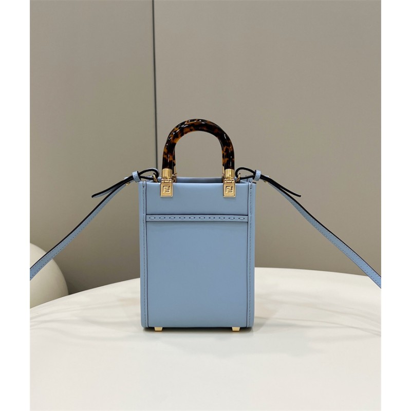 Fendi Mini Sunshine Shopper bag in light blue leather