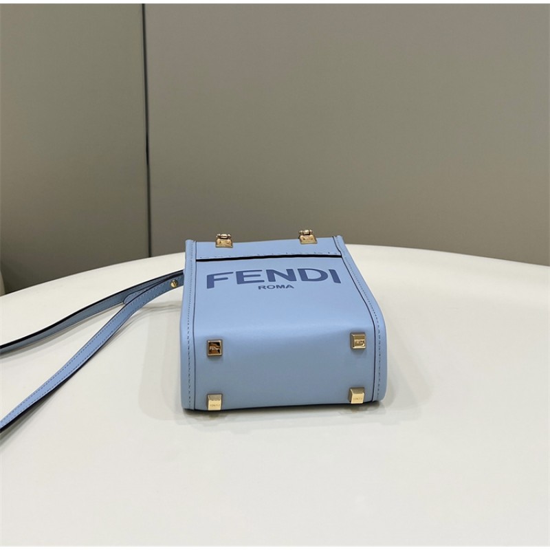 Fendi Mini Sunshine Shopper bag in light blue leather
