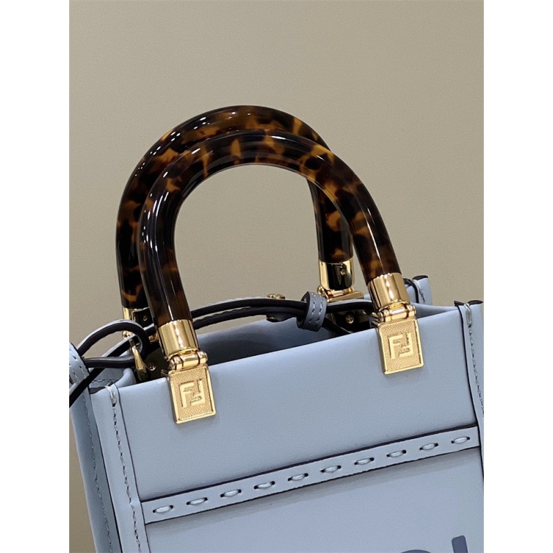 Fendi Mini Sunshine Shopper bag in light blue leather