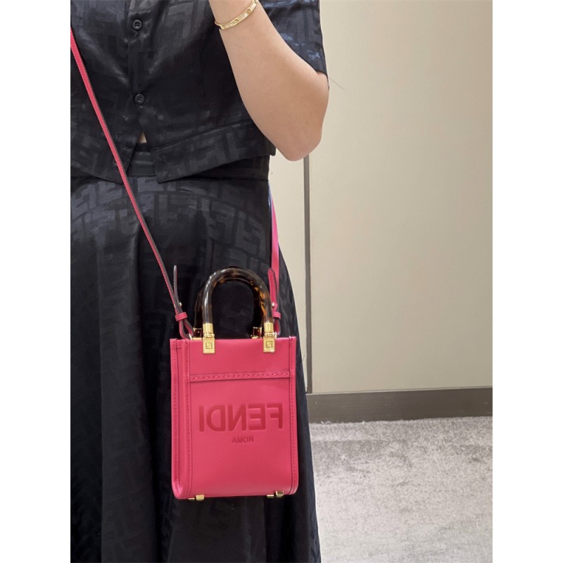 Fendi Mini Sunshine Shopper bag in pink leather