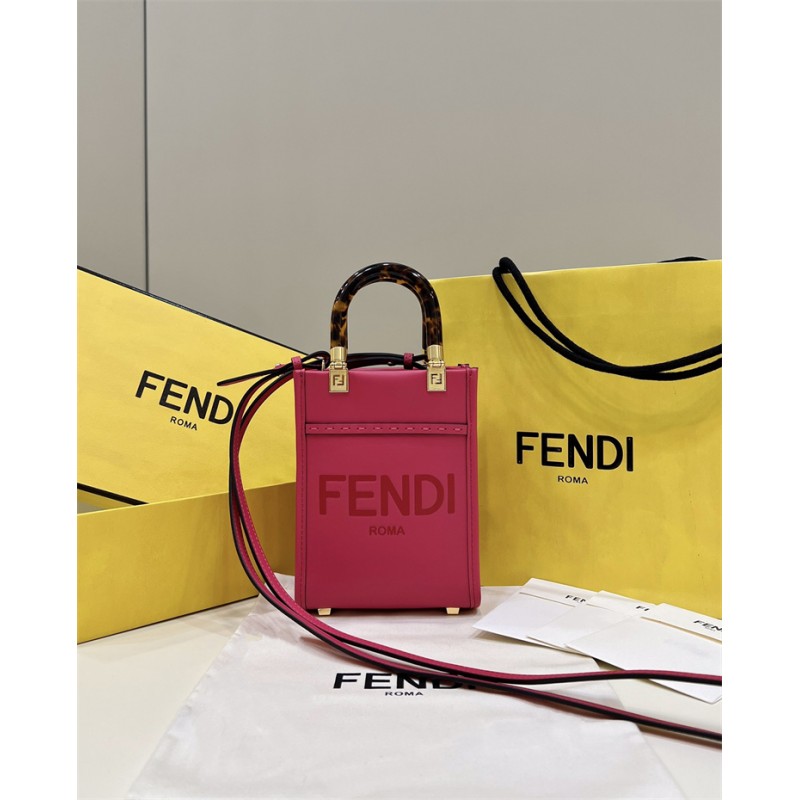 Fendi Mini Sunshine Shopper bag in pink leather