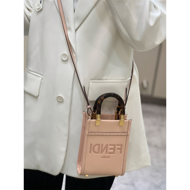 Fendi Mini Sunshine Shopper bag in pale pink leather
