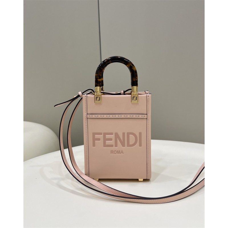 Fendi Mini Sunshine Shopper bag in pale pink leather