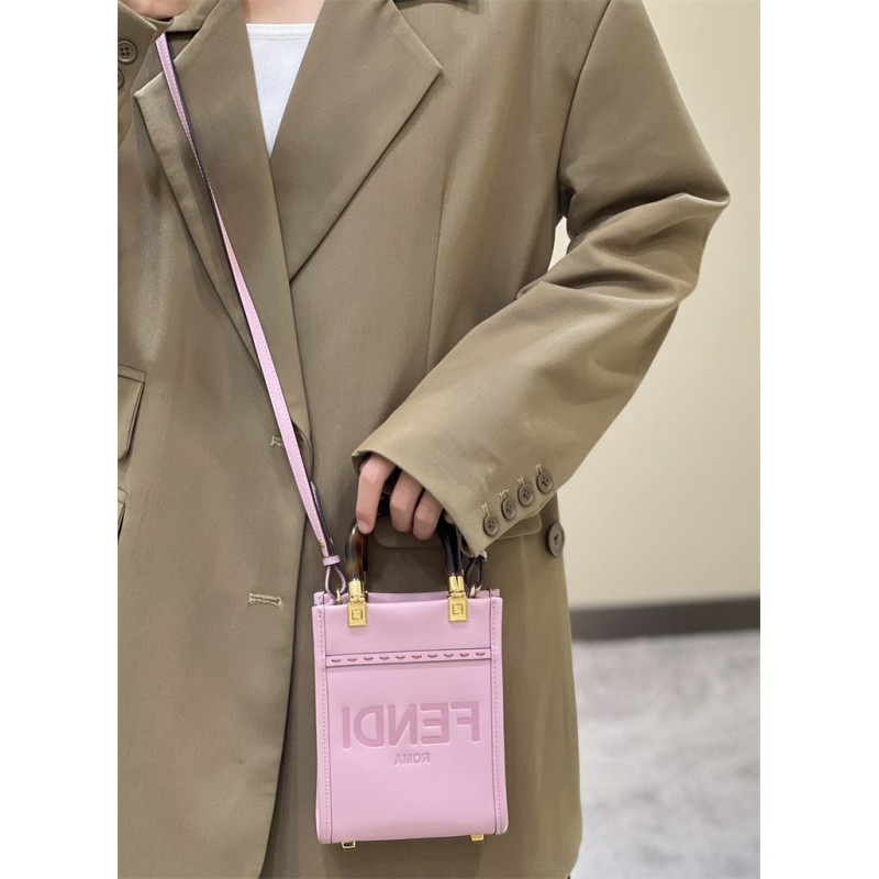 Fendi Mini Sunshine Shopper bag in purple leather