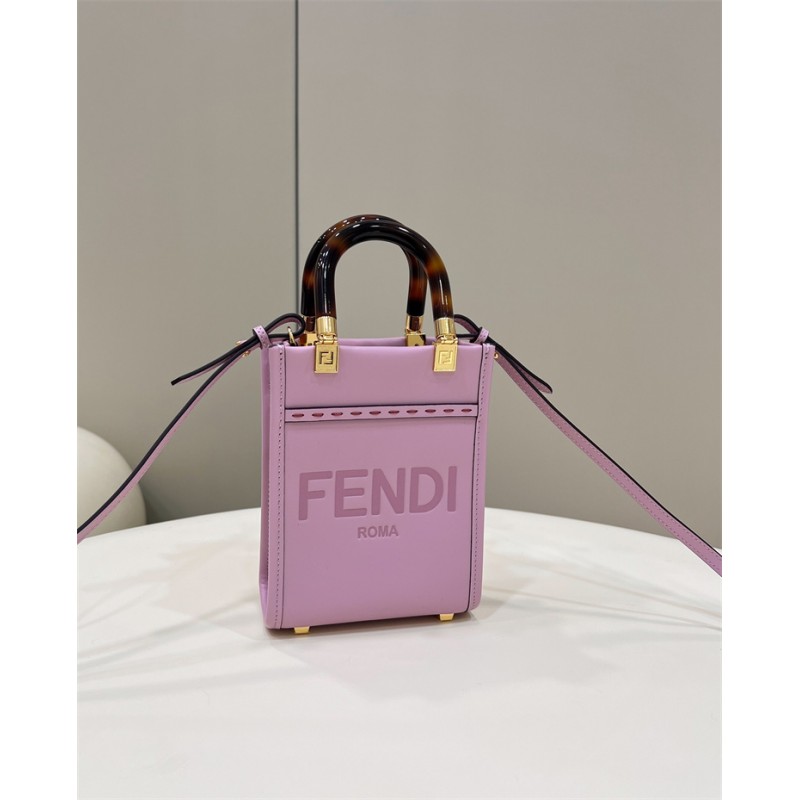 Fendi Mini Sunshine Shopper bag in purple leather