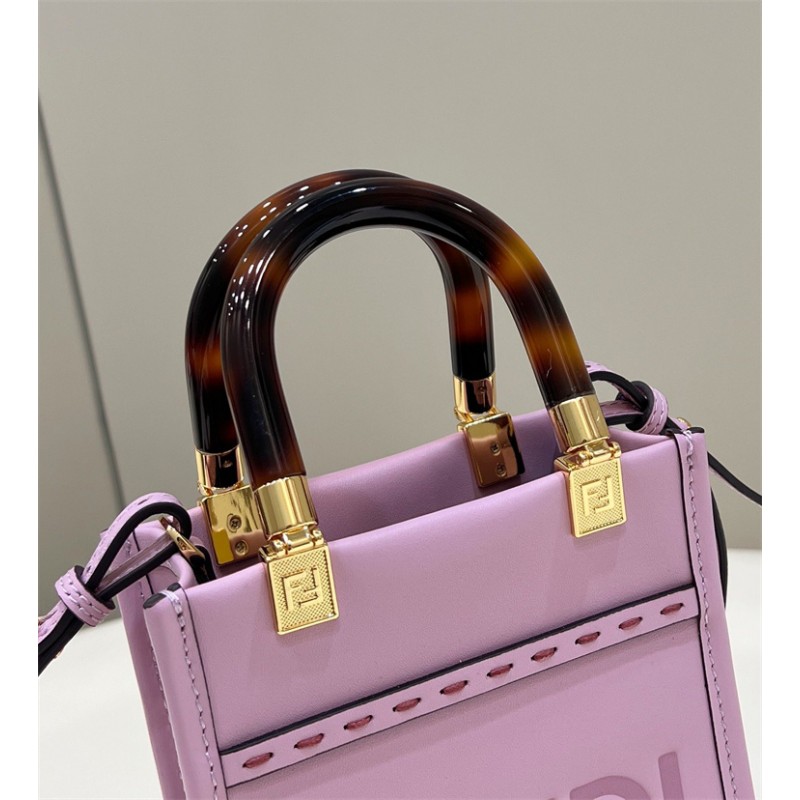 Fendi Mini Sunshine Shopper bag in purple leather