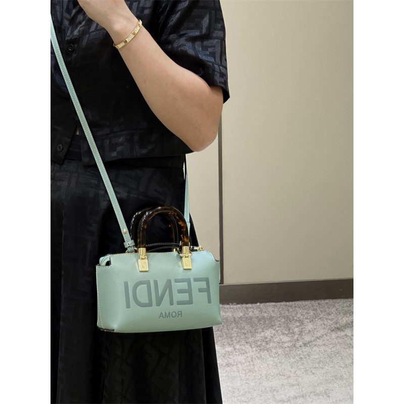 Fendi By The Way Mini Small Boston bag in mint green leather 