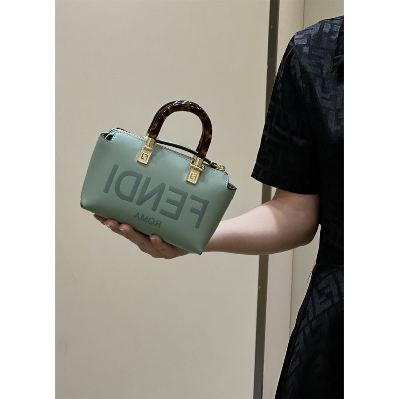 Fendi By The Way Mini Small Boston bag in mint green leather 