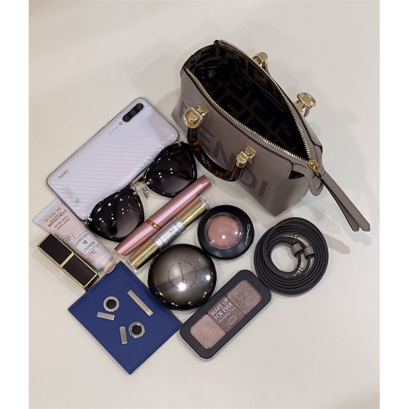 Fendi By The Way Mini Small Boston bag in dove gray leather 