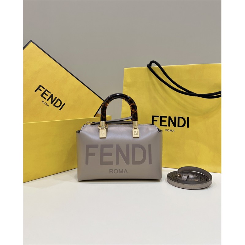 Fendi By The Way Mini Small Boston bag in dove gray leather 