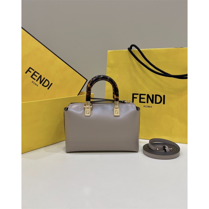 Fendi By The Way Mini Small Boston bag in dove gray leather 