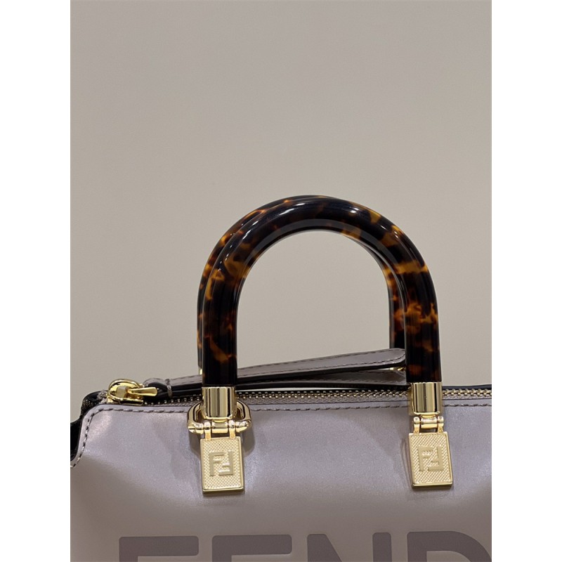 Fendi By The Way Mini Small Boston bag in dove gray leather 