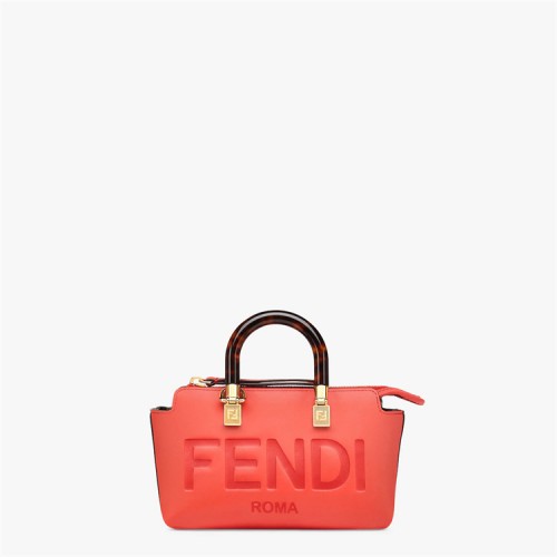 Fendi By The Way Mini Small Boston bag in red leather 