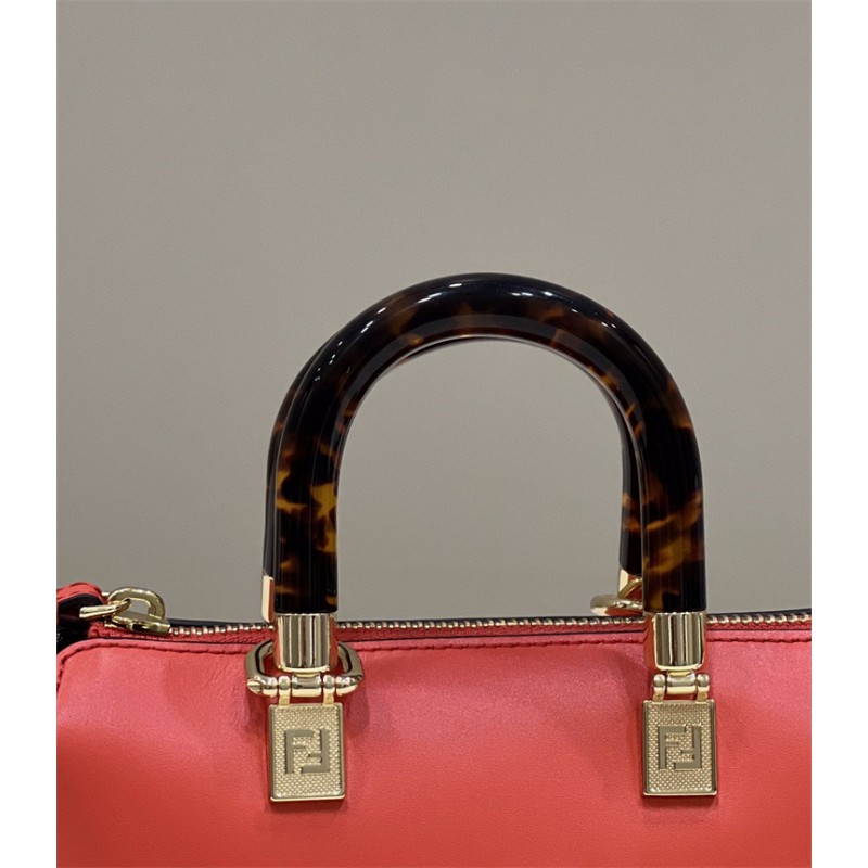 Fendi By The Way Mini Small Boston bag in red leather 