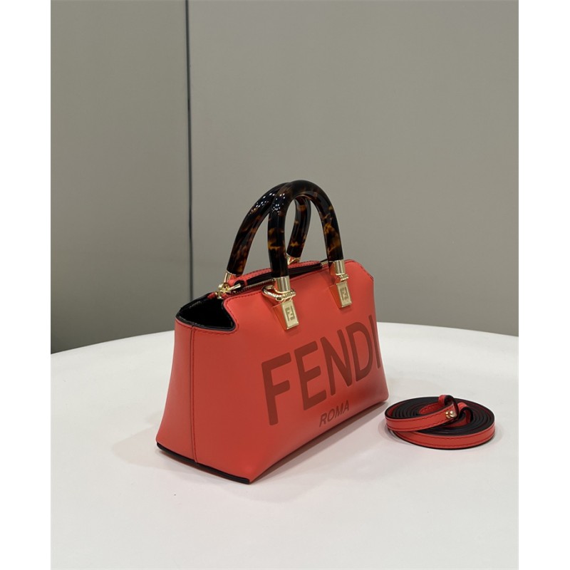 Fendi By The Way Mini Small Boston bag in red leather 