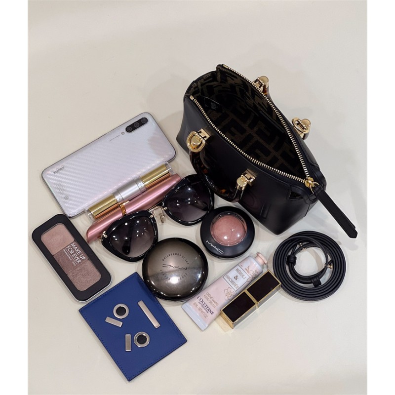 Fendi By The Way Mini Small Boston bag in black leather 